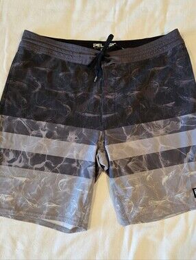Pelagic Fishing Board Shorts Mens Size 36 Gray Strioe Colorblock